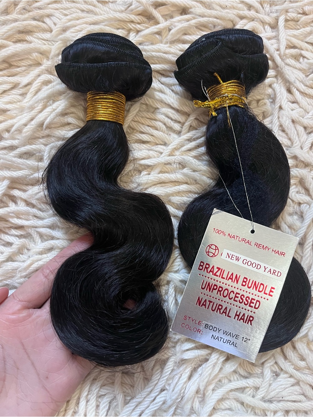 Brazilian Body Wave Hair Extensions - Natural Black - 2 Bundles